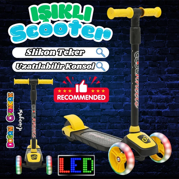 Cool Wheels Sarı Twist Işıklı 3 Tekerlekli Scooter - Işıklı Scooter - CoolWheels Scooter - Çocuk Scooter - İttir Git - 1