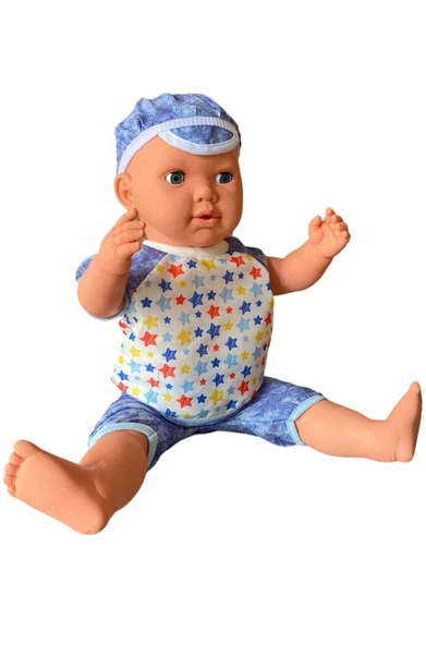 Oynar Gözlü Türkçe Konuşan Berke Kel Et Bebek 60 Cm. - Konuşabilen Bebek - Kel Büyük Bebek - 5