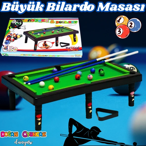 Büyük Bilardo Masası - Bilardo Maçı - Bilardo Oyuncak - 8 Ball Oyunu - Büyük Bilardo Seti - Bilardo Oyuncağı - 1