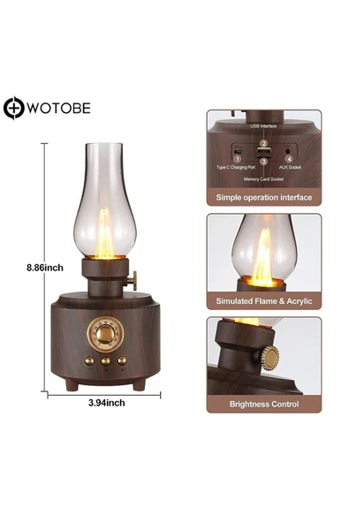 Nostaljik Retro Gaz Lambası Model Taşınabilir Bluetooth Hoparlör - Resim 2