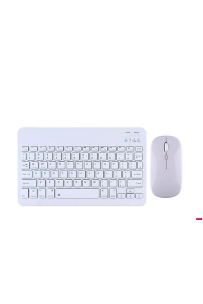 Bluetooth Slim Klavye +Mouse Android İOS,Windows,TV ve Tablet Telefon Uumlu Şarjlı Klavye Mouse Set - Resim 3