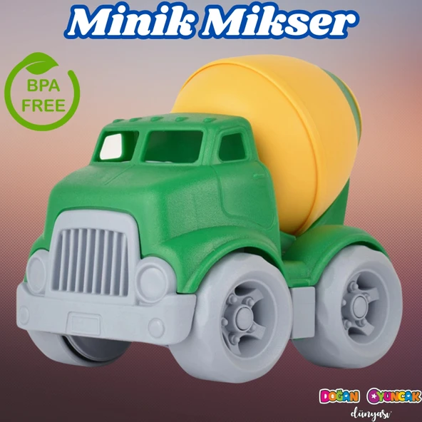 Lüx Yeşil Minik Mikser - Plastik Mikser - Kırılmaz Oyuncak - Kırılmaz Çimenyo Kamyon - Çimento Arabası Mikser ürün görseli