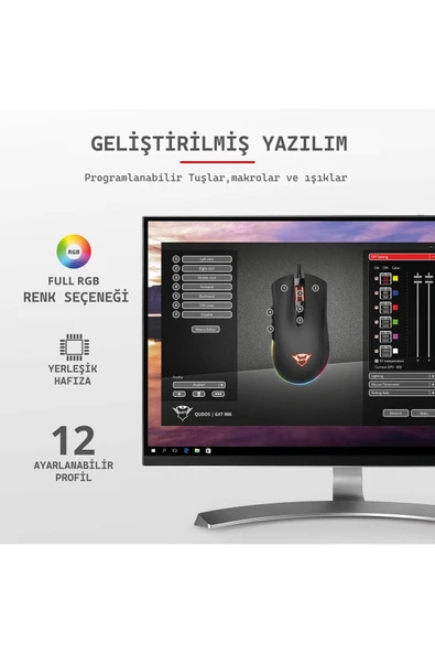 GXT 900 Qudos 15.000 DPI RGB Gamer Mouse - Resim 6