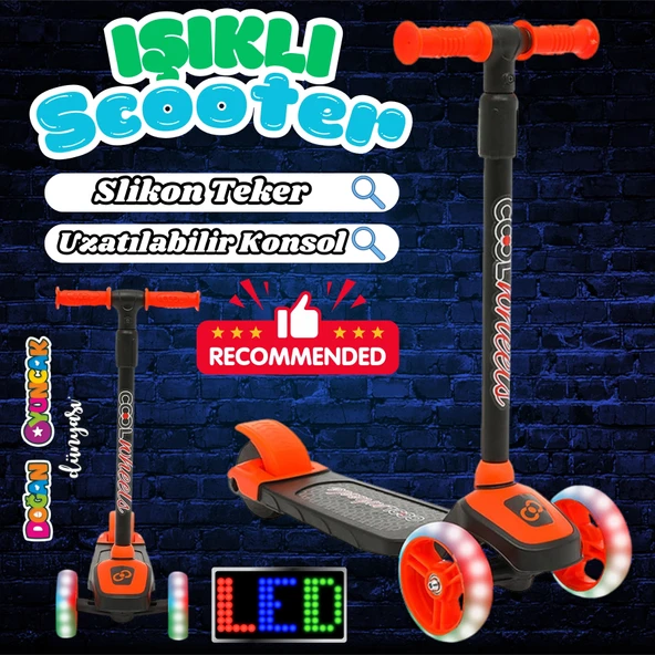 Cool Wheels Turuncu Twist Işıklı 3 Tekerlekli Scooter - Işıklı Scooter - CoolWheels Scooter - Çocuk Scooter - İttir Git - 1