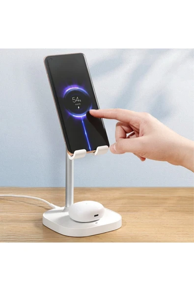 Ch-0530 20w Kablosuz Telefon Ve Kulaklık Şarj Standı-beyaz - Resim 6
