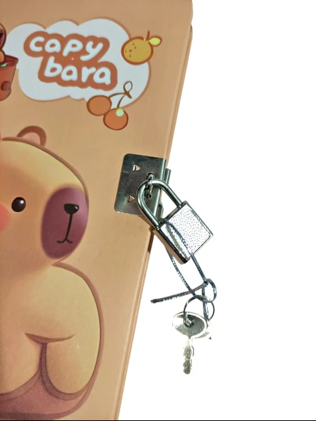 Capybara Hatıra Defteri (Günlük) Kilitli Defter 80 yaprak - Miskin - Resim 2