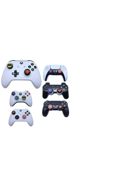 PS5/PS4/PS3/Xbox One/One X/One S/Series X/Series S 3D Analog silikon Koruyucu-4 Adet - 4