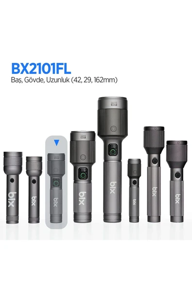 Bx2101fl 30w Led 690 Metre Uzun Menzilli Şarjlı El Feneri 1450 Lümen Güç Göstergeli Zoom Özellik - Resim 3
