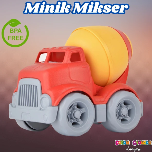 Lüx Kırmızı Minik Mikser - Plastik Mikser - Kırılmaz Oyuncak - Kırılmaz Çimenyo Kamyon - Çimento Arabası Mikser - 1