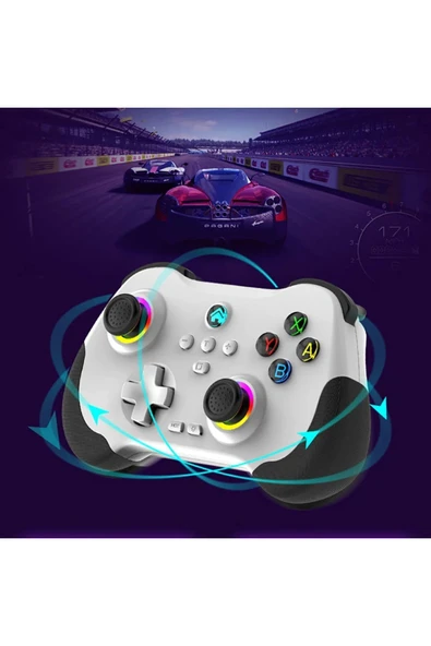 Z01 PC/PS4/PS3/IOS/Switch/Android Telefon TV Tablet Titreşimli RGB Bluetooth Joystick Gamepad - Resim 11