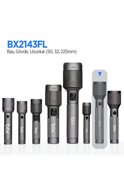 BX2143FL 24W LED 1100 Lümen, Zoom Özellikli, Şarjlı, Çok Modlu Uzun Menzilli, Kompakt El Feneri - Resim 2