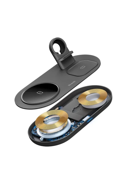 Ch-7061 Manyetik 3'ü 1 Arada Şarj Ünitesi Çok Işlevli Kablosuz Şarj Cihazı-siyah - Resim 8