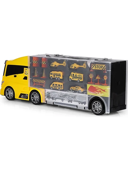 Rampalı İnşaat Tır Seti - İnşaat Taşıyıcı Tır - Kaydıraklı Kamyon - Araç Yol Seti - Tır Yol Seti - Oyuncak Araç Seti - Resim 3