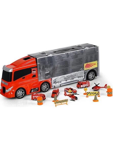Rampalı İtfaiye Tır Seti - İtfaiye Taşıyıcı Tır - Kaydıraklı Kamyon - Araç Yol Seti - Tır Yol Seti - Oyuncak Araç Seti - Resim 2