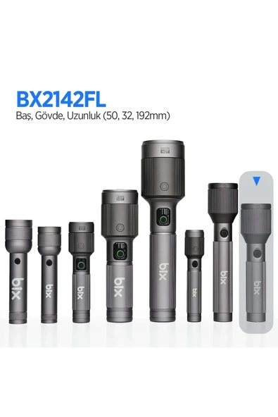 Bx2142fl 24w Led 900 Metre Uzun Menzilli Şarjlı El Feneri 1000 Lümen Güç Göstergeli Zoom Özellik - Resim 3