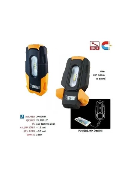 NT LİGHT NLE0200 MIKNATISLI OTO TAMİR FENERİ - Resim 2