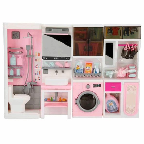 Ütü, Ayna, Tuvalet ve Çamaşır Makinesi Banyo Seti - Modern Banyo Seti - Banyo Oyuncak Seti - Ütü, Klozet, Tuvalet, Aynal - 6