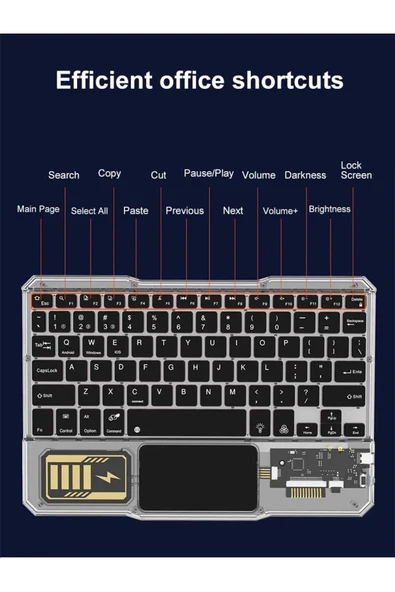 KB-333 RGB Işıklı Cep Telefonu-Tablet-Notebook-PC-IOS Uyumlu Bluetooth Klavye - Resim 9