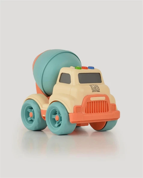 Lüx Bej Sesli Ve Işıklı Minik Mikser - Plastik Mikser - Kırılmaz Oyuncak - Kırılmaz Çimento Mikser - Çimento Arabası - Resim 5