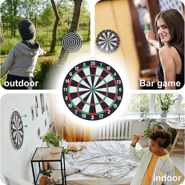 12 inc. İğneli Dart Tahtası Seti (29 cm.) - Oyuncak Dart Seti - İğneli Dart Oyuncak - Dart Oyunu Seti - 4