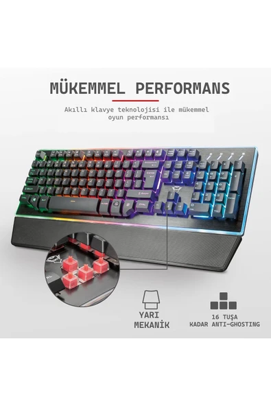 GXT 860 Thura RGB Yarı Mekanik Gamer Klavye - Resim 5