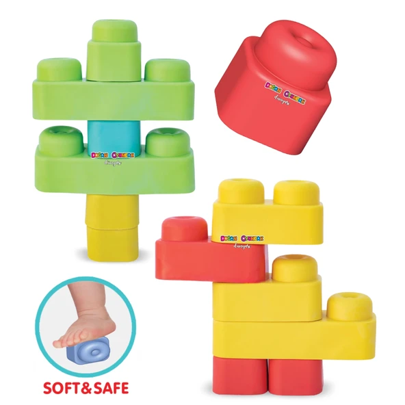 Yumuşak Soft Lego Seti 24 Parça - Büyük Yumuşak Bloklar - Büyük Soft Lego Oyuncakları - Yumuşak Lego - Soft Lego - Resim 3