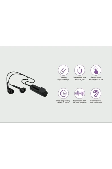 BXA4 Klipsli Bluetooth 5.3 TWS Mikrofonlu Kulak içi Yaka Kulaklık Beyaz - Resim 2