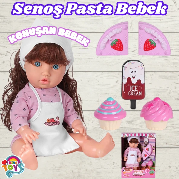 Senoş Pasta Yiyor - Türkçe Konuşan Senoş Et Bebek - Konuşan Bebek - Senoş Bebek - Pasta Et Bebek - Kumral - 1