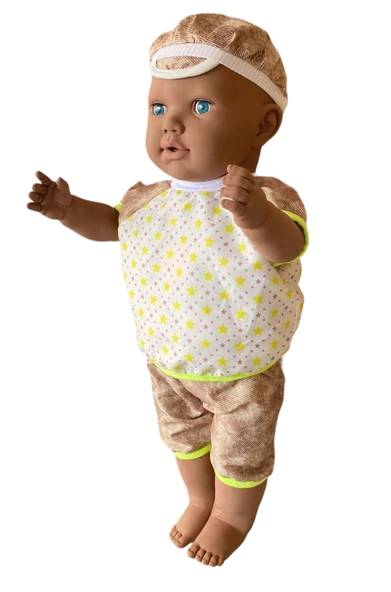 Oynar Gözlü Türkçe Konuşan Siyahi Berke Kel Et Bebek 60 Cm. - Konuşabilen Bebek - Kel Büyük Bebek - Resim 2