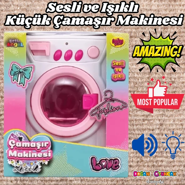 Pilli Neşeli Çamaşır Makinesi - Pilli Oyuncak Çamaşır Makinesi - Çamaşır Makinesi Oyuncak - Işıklı Sesli Makine