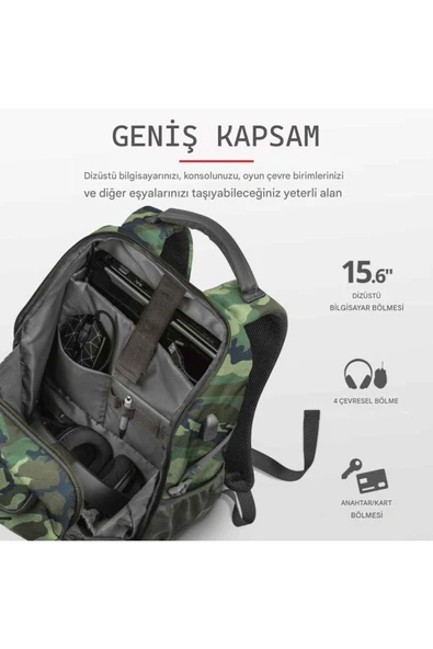 GXT 1255 Outlaw Camo Gamer Sırt Çantası - Resim 8