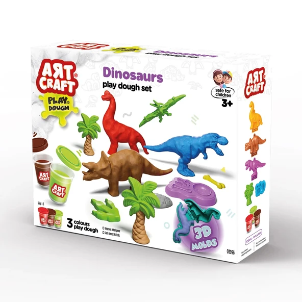 Dinozorlar Oyun Hamur Seti 168 Gr. - Oyun Hamuru Seti - Hamur Setleri - Hamur Kalıpları - Doğal Oyun Hamuru - 3