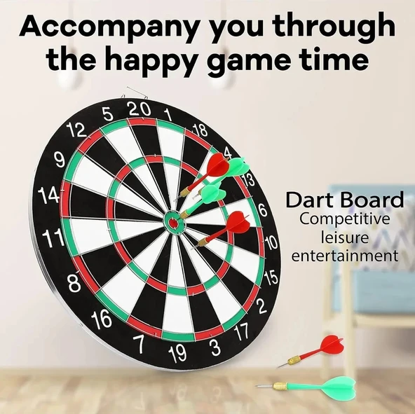 12 inc. İğneli Dart Tahtası Seti (29 cm.) - Oyuncak Dart Seti - İğneli Dart Oyuncak - Dart Oyunu Seti - 3