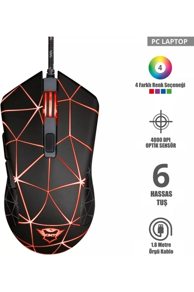 GXT 133 Locx 4000 DPI RGB Gamer Mouse - Resim 5