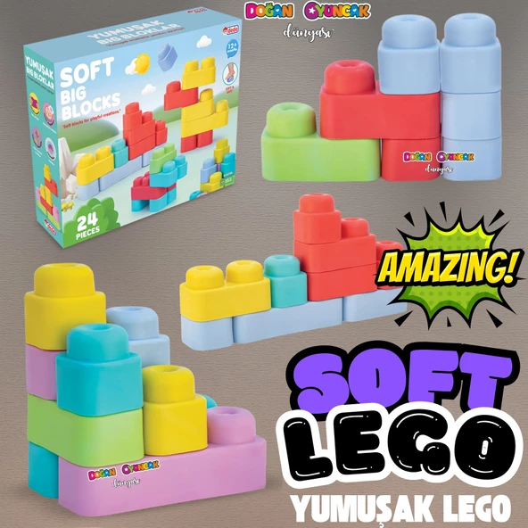 Yumuşak Soft Lego Seti 24 Parça - Büyük Yumuşak Bloklar - Büyük Soft Lego Oyuncakları - Yumuşak Lego - Soft Lego ürün görseli