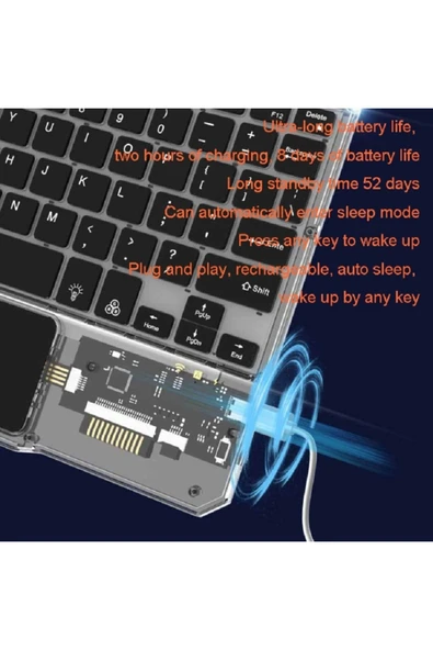 KB-333 RGB Işıklı Cep Telefonu-Tablet-Notebook-PC-IOS Uyumlu Bluetooth Klavye - Resim 2