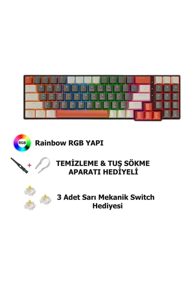 Leaven K780 Çıkarılabilir Kablolu RGB Hot Swap AntiGhosting Mekanik Oyuncu Klavye - Resim 12