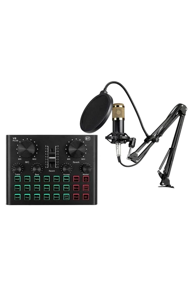 BM600 Filtreli Condenser Mikrofon V8 Plus Ses Kartı ve Standlı Set - Resim 3