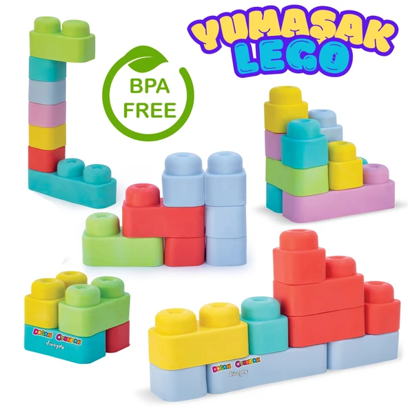 Yumuşak Soft Lego Seti 24 Parça - Büyük Yumuşak Bloklar - Büyük Soft Lego Oyuncakları - Yumuşak Lego - Soft Lego - Resim 4