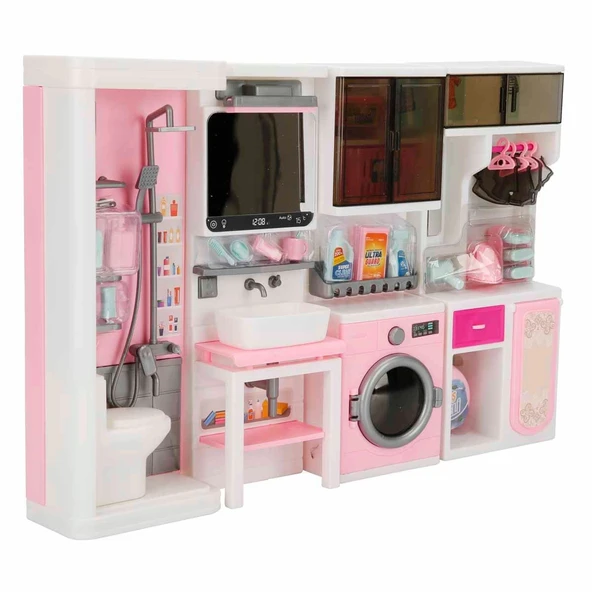 Ütü, Ayna, Tuvalet ve Çamaşır Makinesi Banyo Seti - Modern Banyo Seti - Banyo Oyuncak Seti - Ütü, Klozet, Tuvalet, Aynal - 4