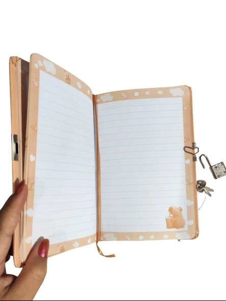Capybara Hatıra Defteri (Günlük) Kilitli Defter 80 yaprak - Miskin - Resim 3