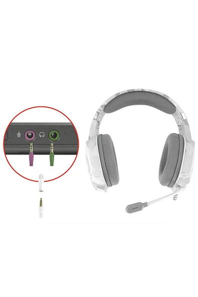 GXT 322W Carus Snow Beyaz Kamuflaj Gamer Kulaklık - Resim 5