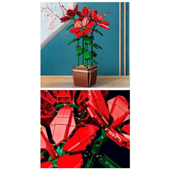Mikro Blok Çiçek Orman Gülü 618 Parça - Lego Setleri - MEGA Lego - Çiçek Lego - MEGA Çiçek Lego - Mikro Bloklar - Resim 4