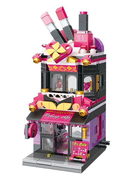 Mikro Blok Makyaj Dükkanı 348 Parça - Lego Setleri - Keeppley Mini Lego - Dükkan Lego - Keeppley Lego - Mikro Bloklar - Resim 3