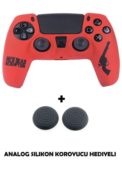 PS5 Dualsense Red Dead Redemption Desenli Koruyucu Silikon Kılıf + Analog silikon Koruyucu - Resim 7