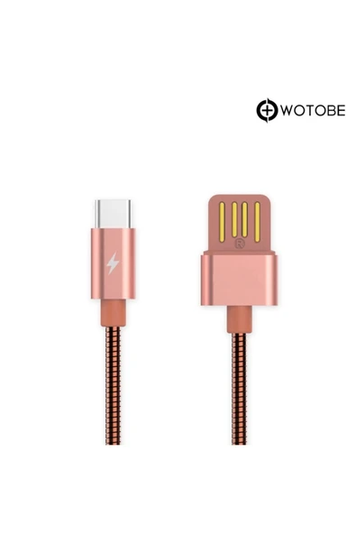 Usb Type-c Çelik Spiralli Şarj Data Kablosu - Resim 7
