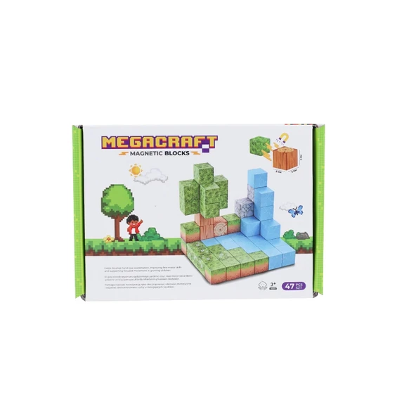 Minecraft Orman Temalı 47 Parça Manyetik Lego Minecraft Manyetik Lego Minecraft Lego Megacraft Lego Seti Megnetic Blocks - Resim 3