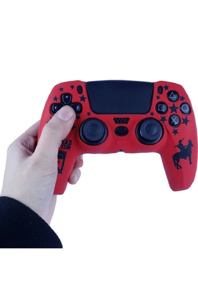 PS5 Dualsense Red Dead Redemption Desenli Koruyucu Silikon Kılıf + Analog silikon Koruyucu - Resim 11