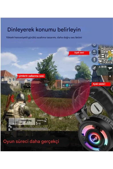 PG-R008 PS4-PS5-Nintendo Switch-Xbox Uyumlu PC LED Oyuncu Kulaklığı - Resim 7