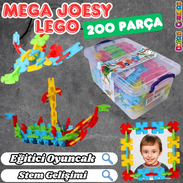 Mega Joesy Eğitici Blok Oyunu 200 Parça - Oyuncak Lego Seti - Birbirine Geçmeli STEM Lego Seti - Eğitici Oyuncak - 1
